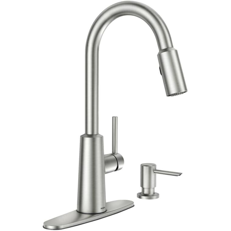 Nori Single Handle Pull-Down Kitchen Faucet - with Soap Dispenser, Spot Resist Stainless Steel
