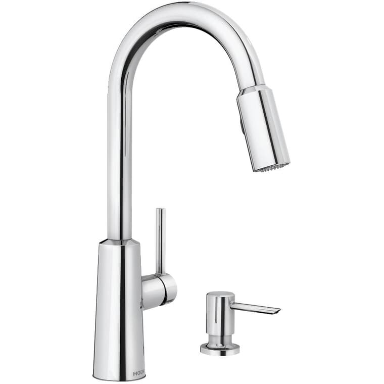 Nori Single Handle Pull-Down Kitchen Faucet - with Soap Dispenser, Chrome