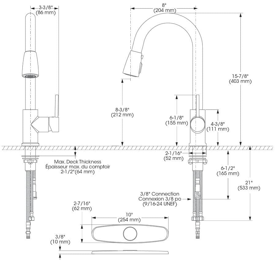 BÉLANGER ESSENTIAL Urbania Single Handle Pull-Down Kitchen Faucet ...