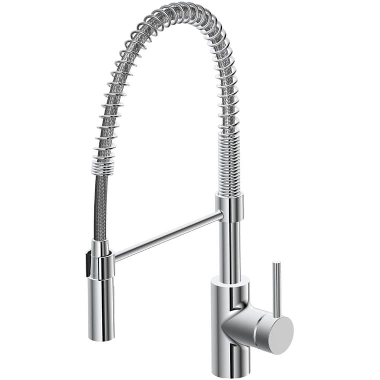 Favos Single Handle Pull-Down Kitchen Faucet with Dual Spray + Spring Spout - Chrome