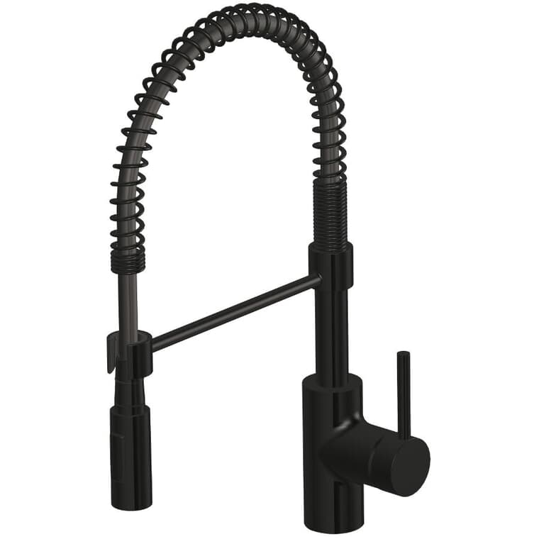 Favos Single Handle Pull-Down Kitchen Faucet with Dual Spray + Spring Spout - Matte Black