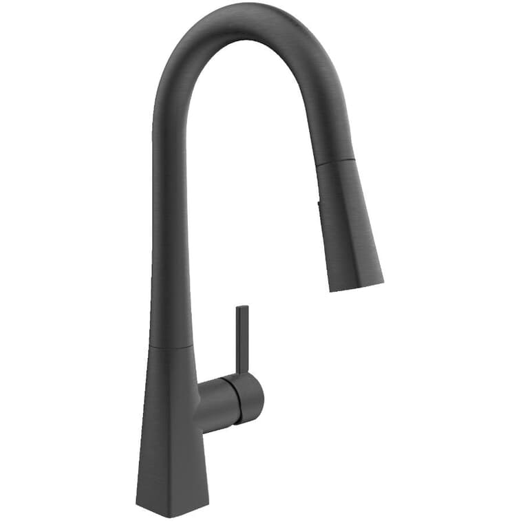 Evolution Single Handle Pull-Out Kitchen Faucet - with Push Button Diverter, Black Stainless Steel