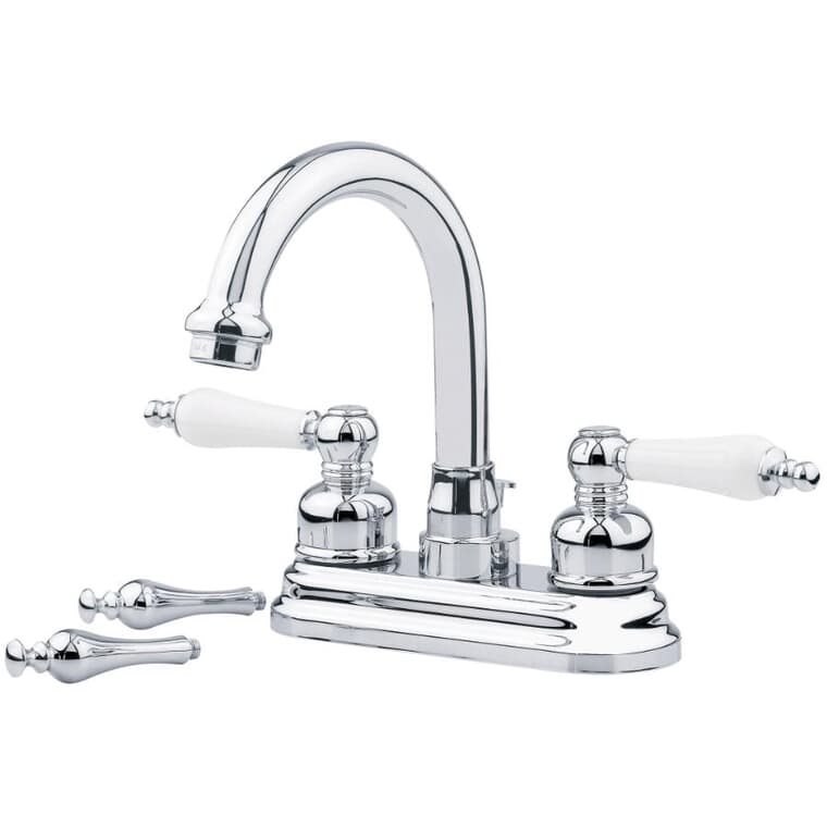 Wistan High-Spout Lavatory Faucet, with Porcelain and Chrome Handles