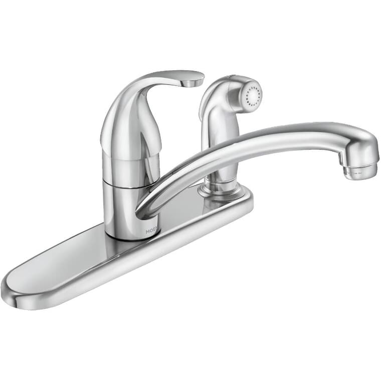 Adler Single Handle Kitchen Faucet - with Side Spray + 3 Holes, Chrome