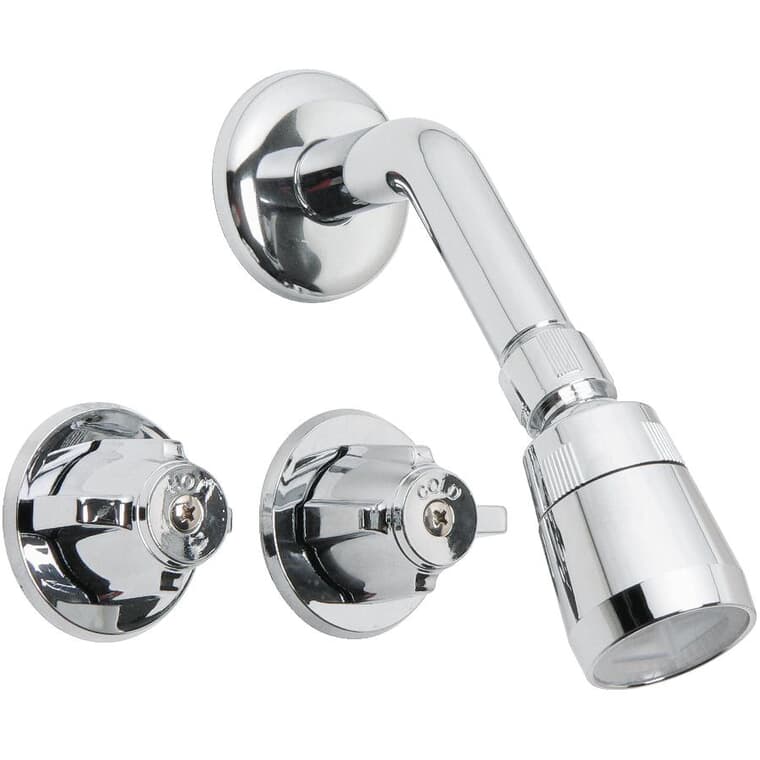 2 Handle Shower Stall Faucet - with ShowerHead, Chrome
