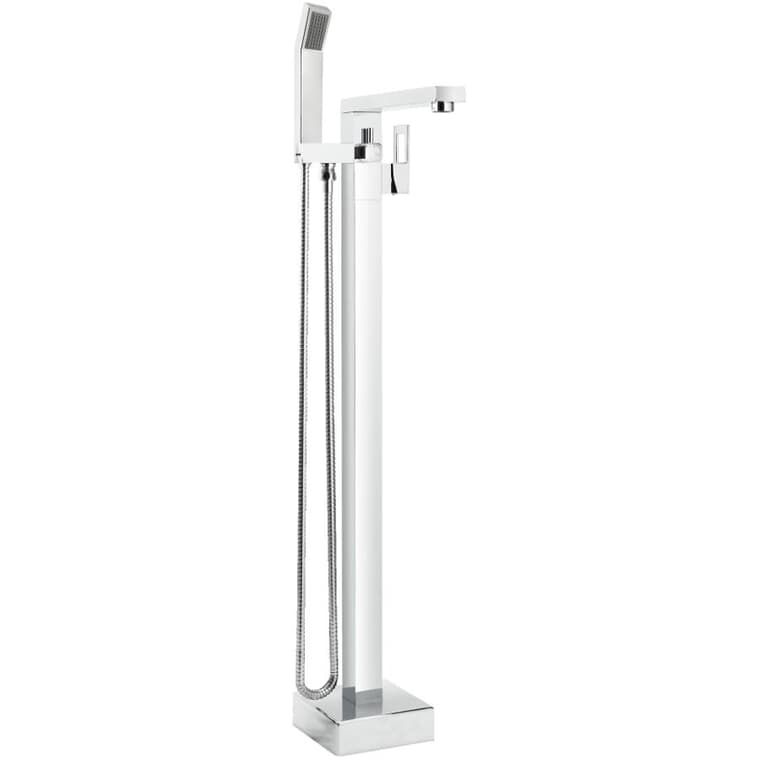 Quadrato Single Handle Freestanding Tub Faucet - with Hand Shower, Chrome