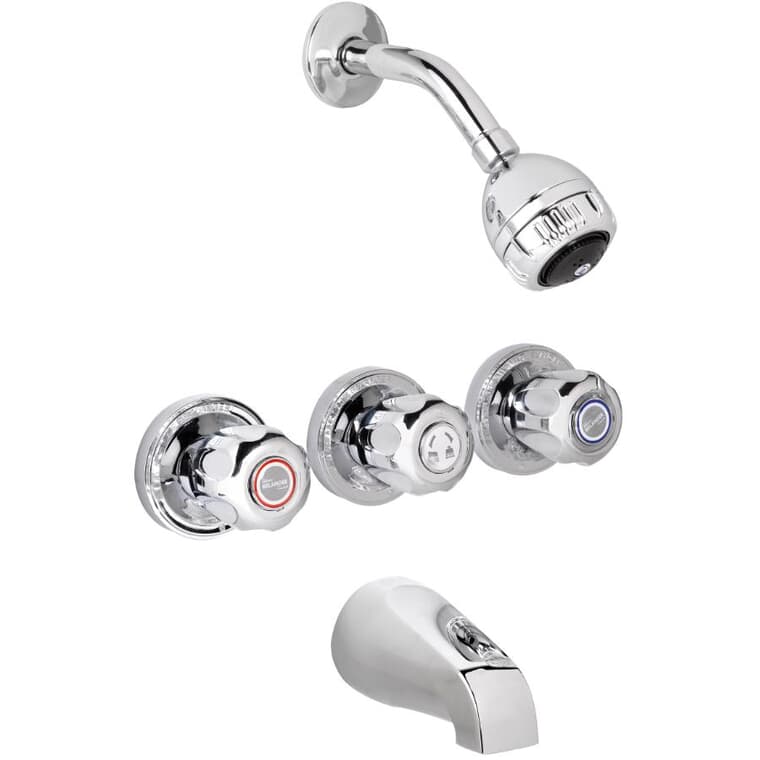 3 Handle Tub & Shower Faucet - Chrome