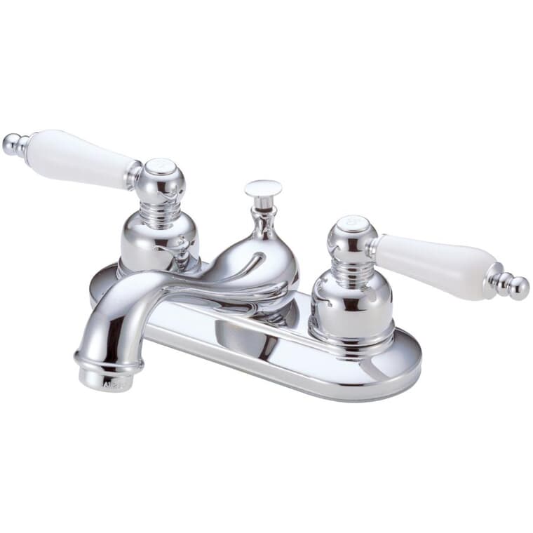 Wistan 2 Handle Centerset Lavatory Faucet - with Porcelain & Chrome Handles, Chrome