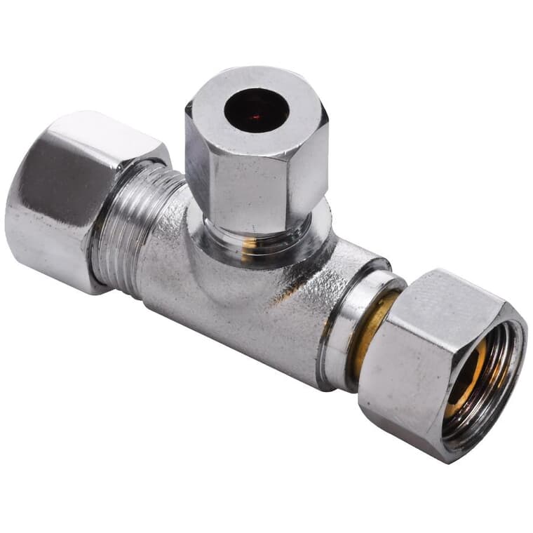 3/8" x 3/8" x 1/4" Female Swivel Add-A-Stop Adapter for Icemakers & Humidifiers