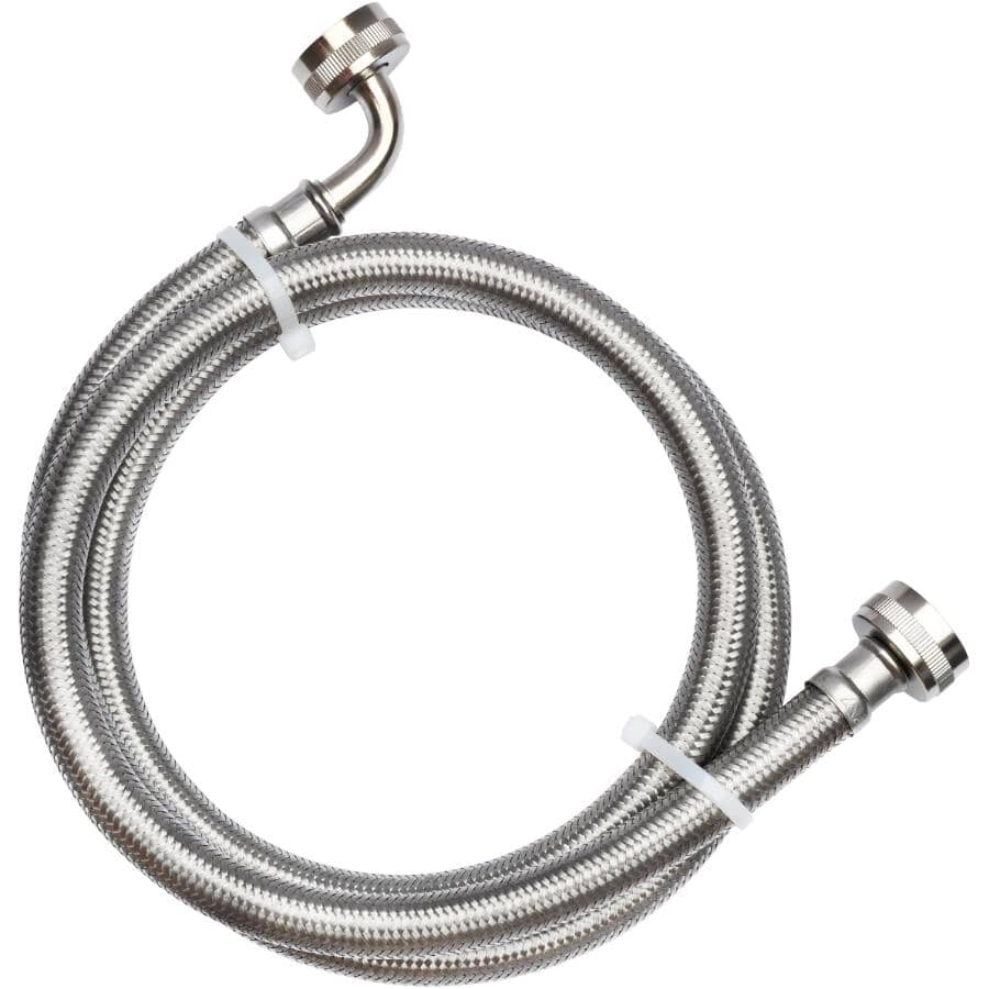 LYNCAR:5' Washing Machine Connector Hose - with Elbow, Stainless Steel