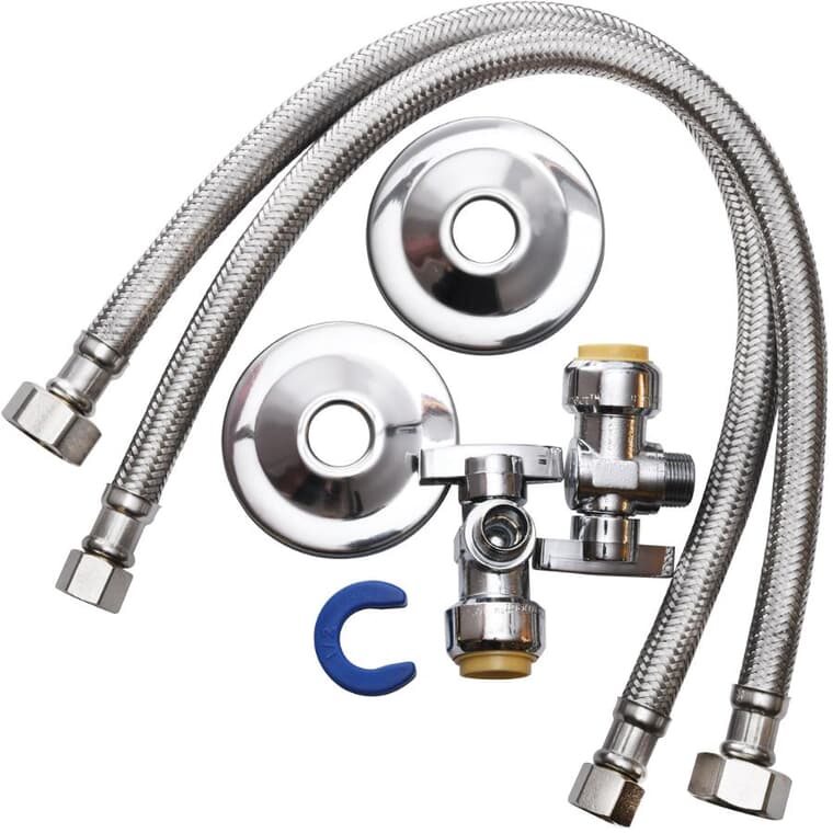 16" Push 'N' Connect Faucet Connector Kit - with Angle Supply Stop Valve