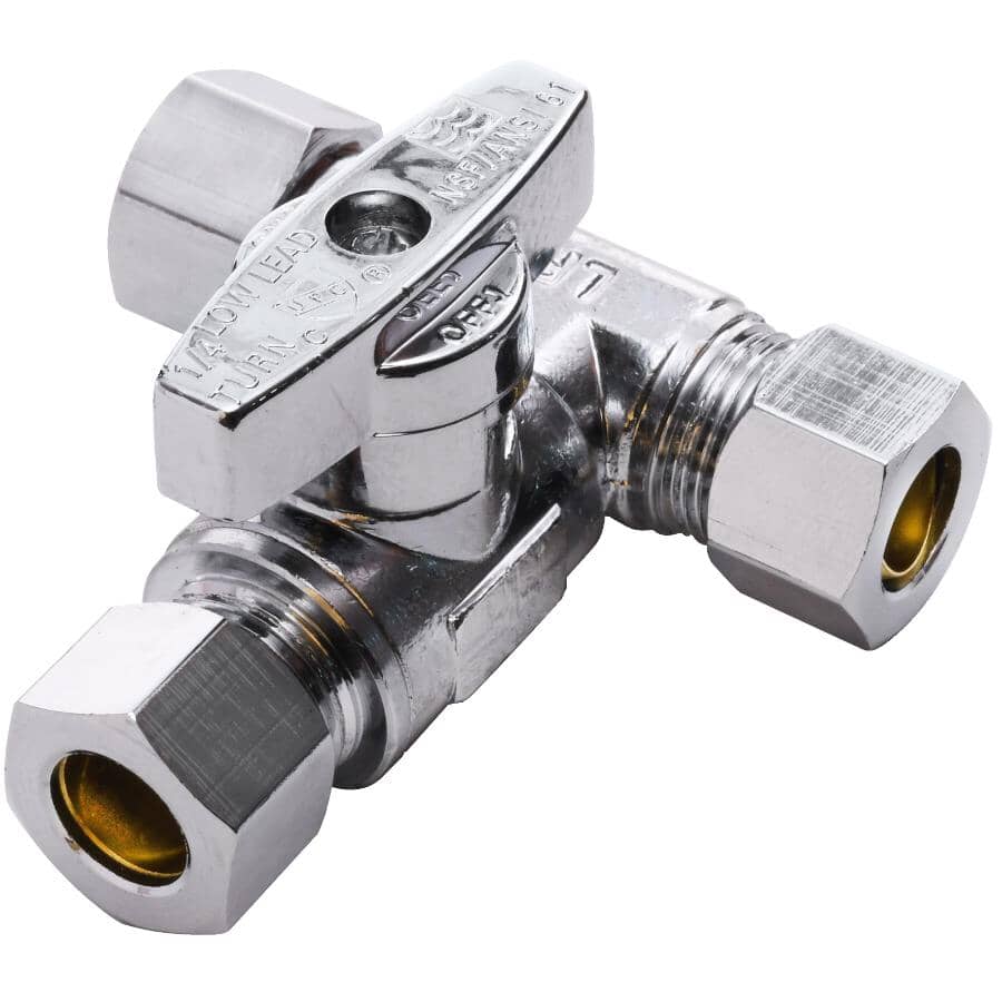 WATERLINE PRODUCTS:3/8" x 3/8" x 3/8" Compression Tee Valve