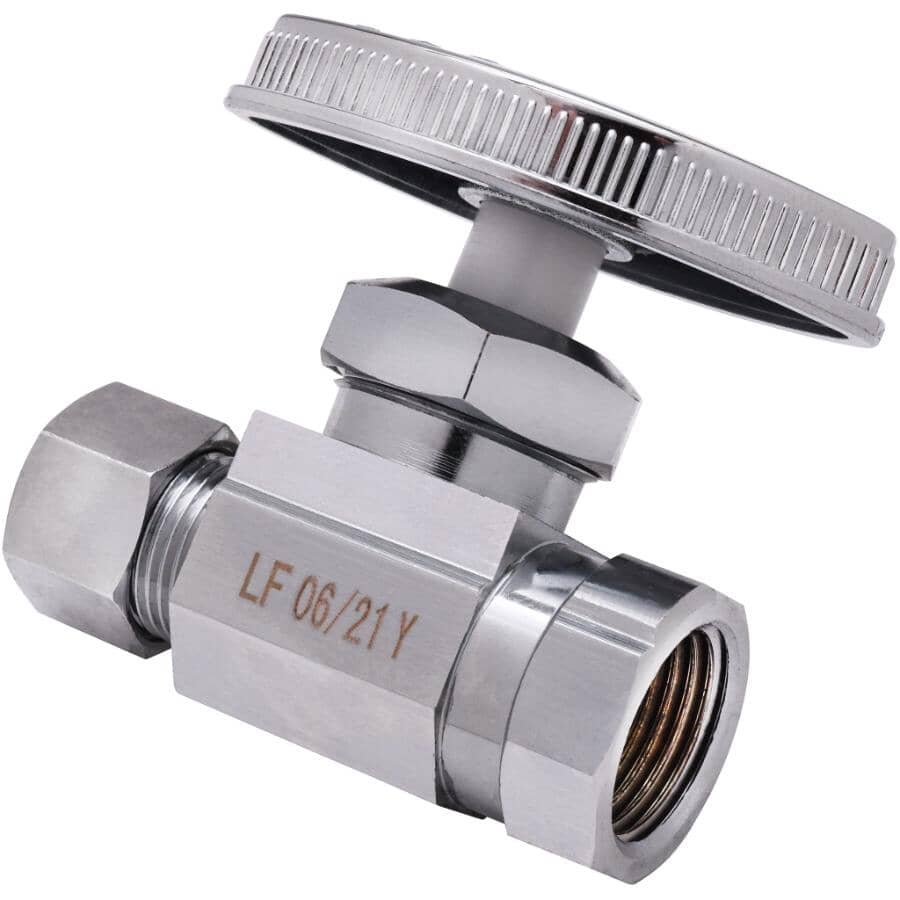 LYNCAR 3/8" FPT x 3/8" Outside Diameter Compression Straight Stop Valve