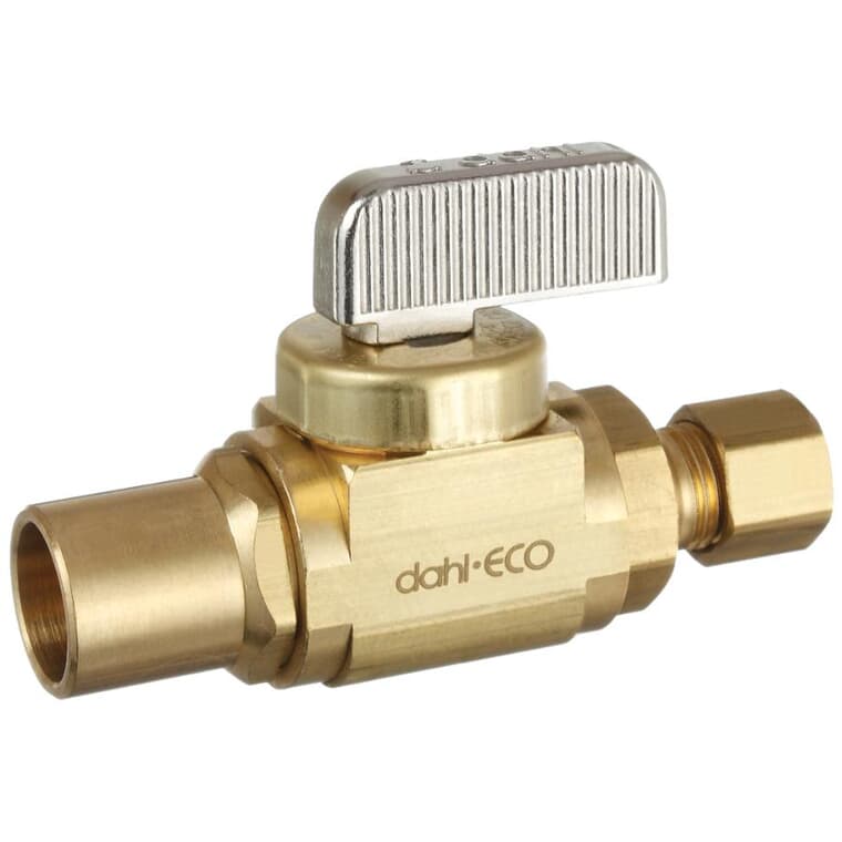 1/2" Male Solder x 1/4" Compression Straight Stops & Isolation Valve