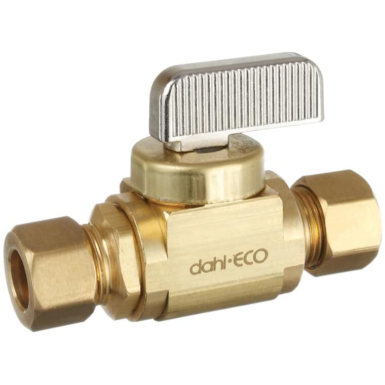 3/8" x 3/8'' Outside Diameter Compression Brass Straight In-Line Stops & Isolation Valve
