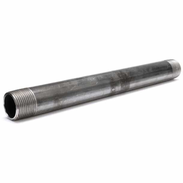 Tube Acier Noir Fileté 3/4'' (20x27 Mm) – Longueur 50 Cm, Filetage BSPT Des Deux Côtés – Plomberie Robuste