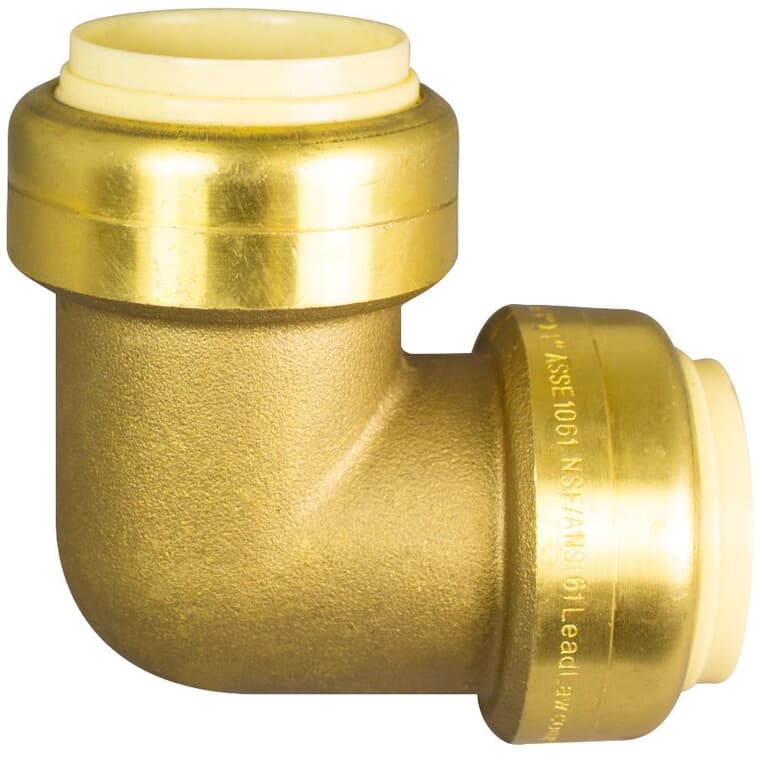 1" Push 'N' Connect Brass 90 Degree Elbow