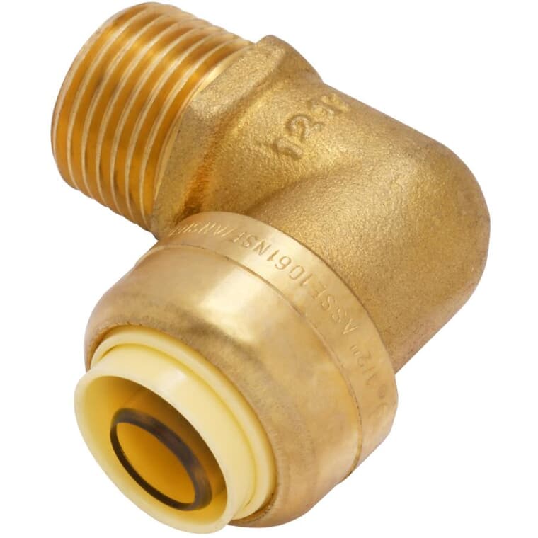 1/2" Push 'N' Connect Brass 90 Degree Male Elbow