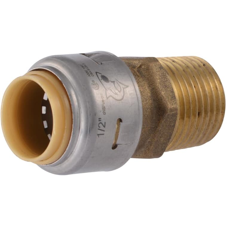1/2" Push Fit x 1/2" MPT Brass Adapter