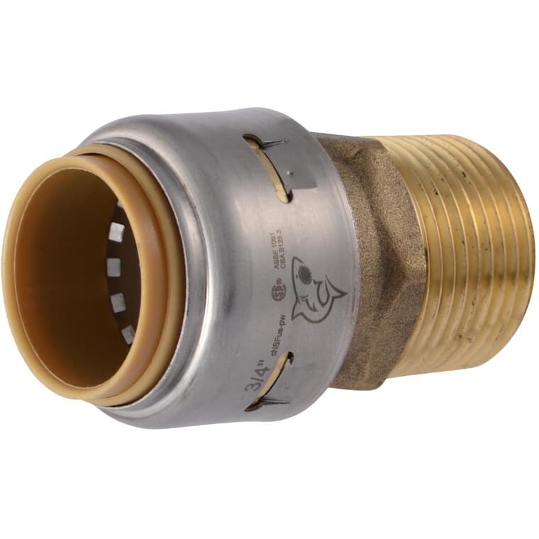 3/4" Push Fit x 3/4" MPT Brass Adapter