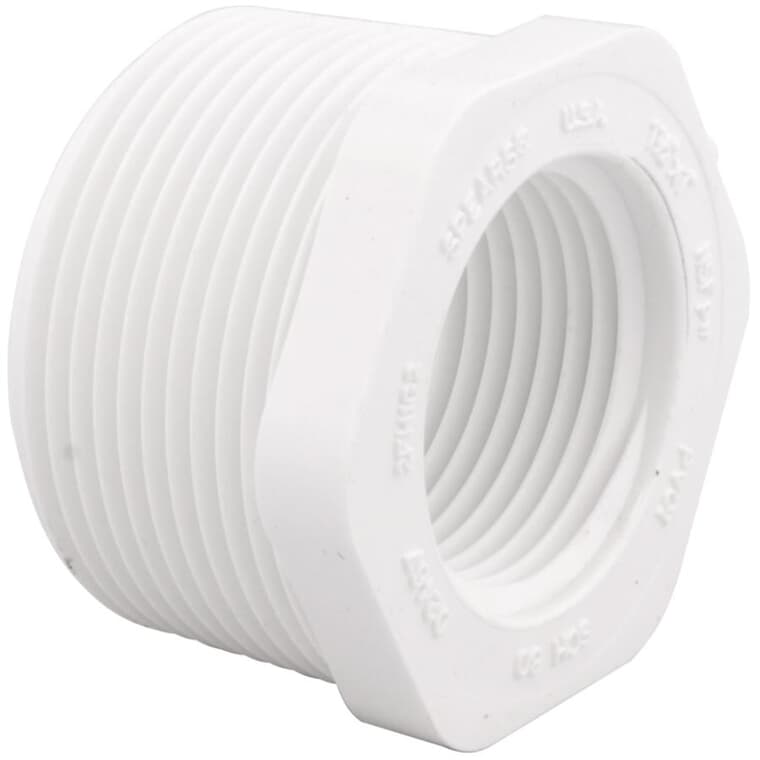 Schedule 40 3/4" MPT x 1/2" FPT PVC Reducing Bushing
