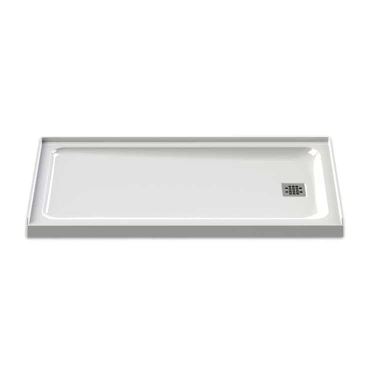 60" x 32" Olympia Shower Base - with Right Hand Drain, White