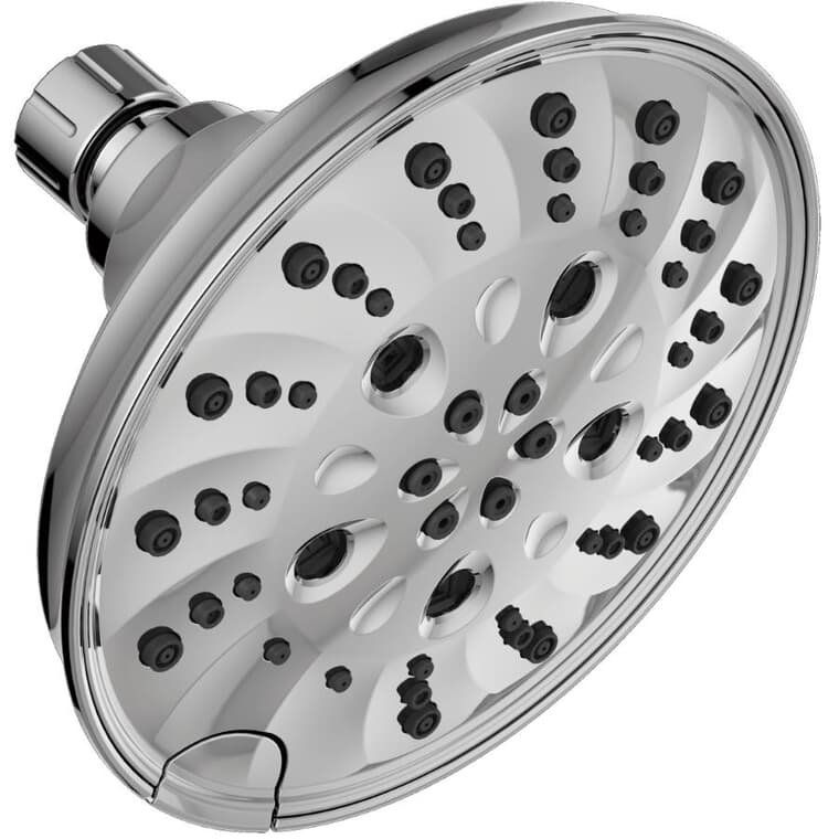 5 Setting Wall Mount Showerhead - with H2Okinetic + Push Button, Chrome