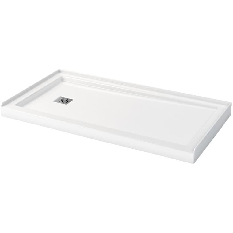 60" x 32" Zone Shower Base - with Left Hand Drain, White