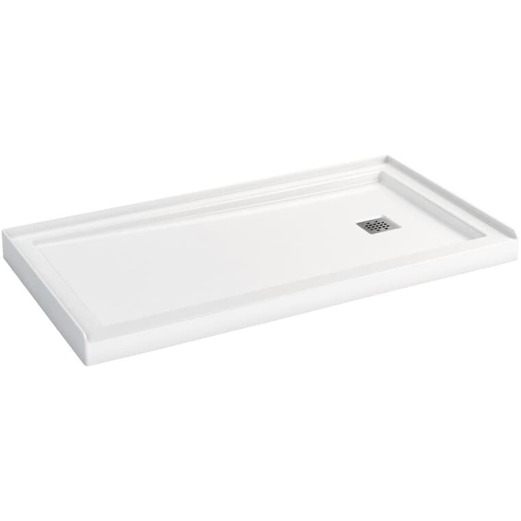 60" x 32" Zone Shower Base - with Right Hand Drain, White