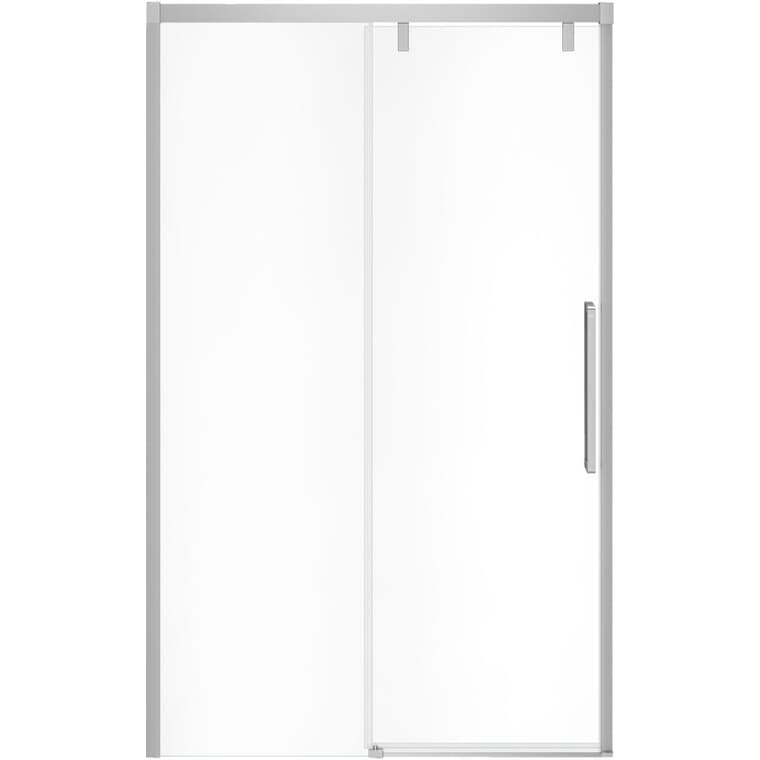 Porte de douche pivotante Uptown demi-cadrée de 44 po à 47 po x 76 po à fermeture en douceur, en verre transparent et garniture chromée
