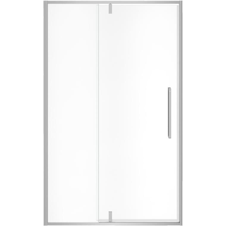 45" to 47" x 76" Uptown Semi-Frameless Pivot Shower Door - Clear Glass & Chrome Trim