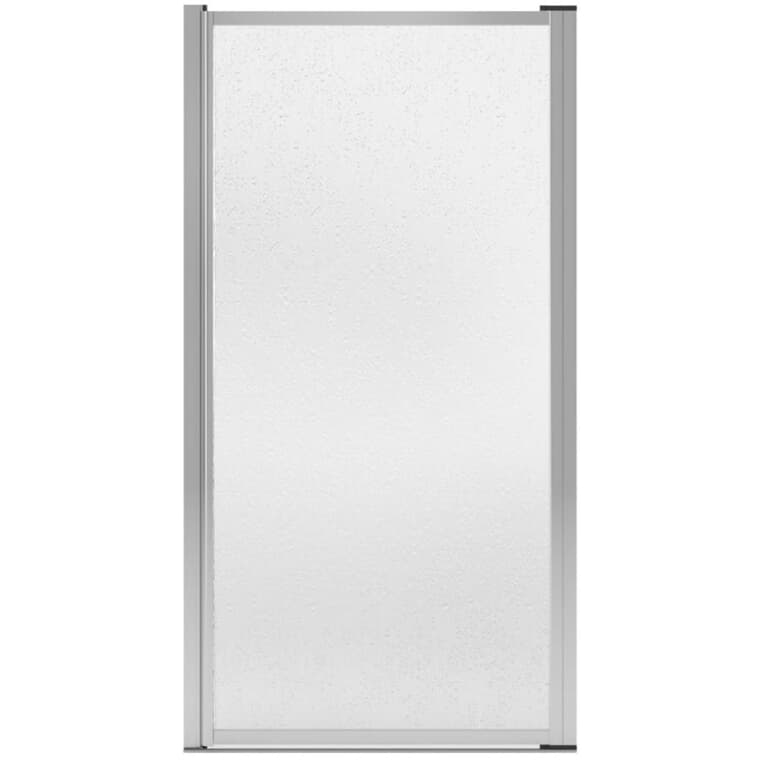 Porte de douche pivotante Polar de 31 à 32,75 x 64,5 po, verre perlé de 4 mm et garniture chromée