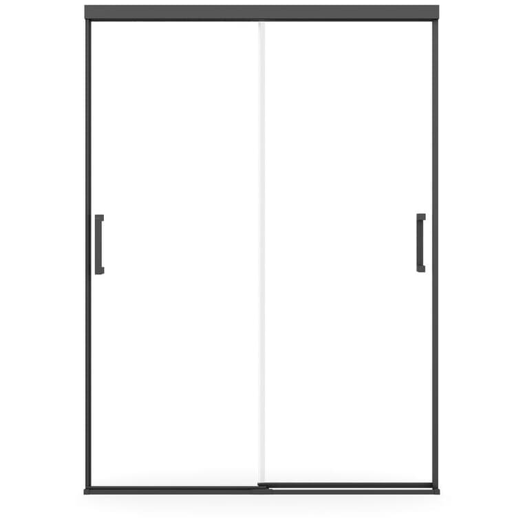 51" to 54" x 74" Incognito Sliding Shower Door - 8mm Clear Glass & Matte Black Trim