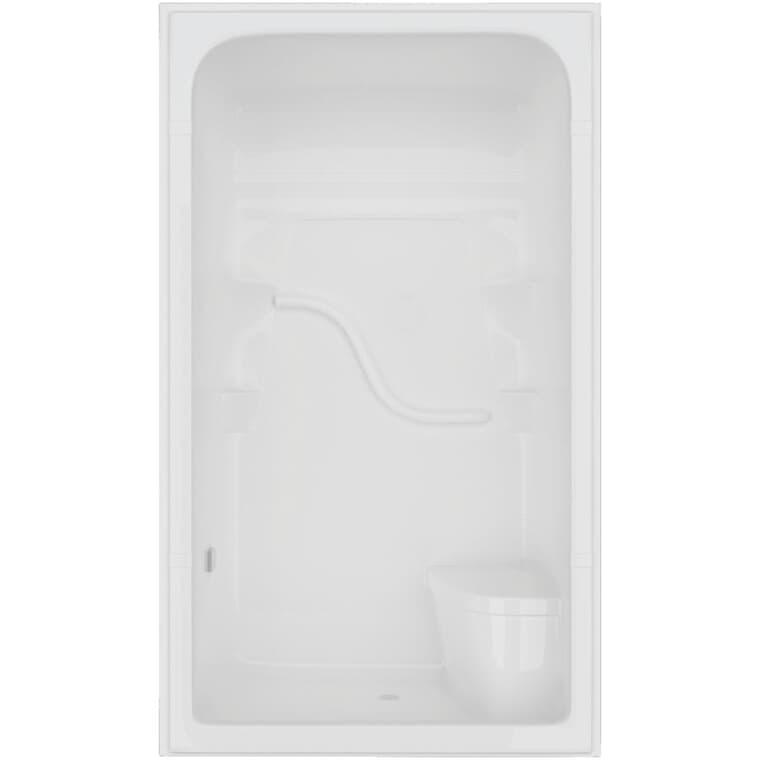 Cabine de douche AcrylX blanche Madison 4 une pièce avec plomberie à droite et siège à gauche, 50 x 33,5 po