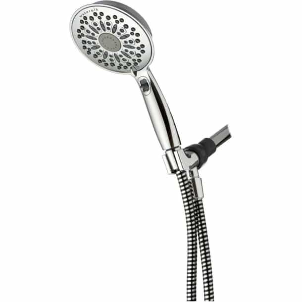 Pomme De Douche Haute Pression Chromée 23 Cm - Tête Ronde 360° Réglable, Trous Silicone Anti-calcaire, Connexion G1/2
