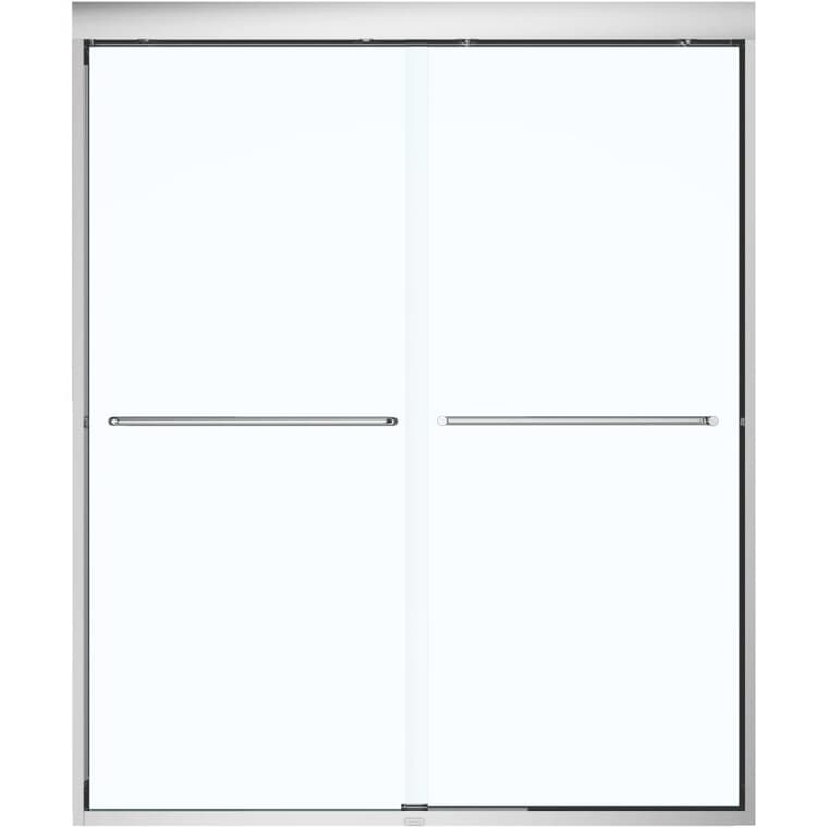 55" to 59" x 71" Aura Soft Close Semi-Frameless Bypass Shower Door - Clear Glass & Chrome Trim
