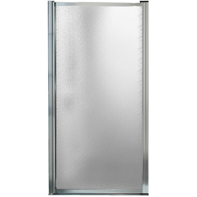 Porte de douche pivotante Pivolok avec cadre de 31 po x 32,75 po x 64,5 po, en verre perlé et garniture chromée