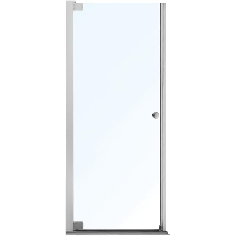 Porte de douche pivotante Madono sans cadre de 34,5 po x 36,5 po x 67 po, en verre transparent et garniture chromée