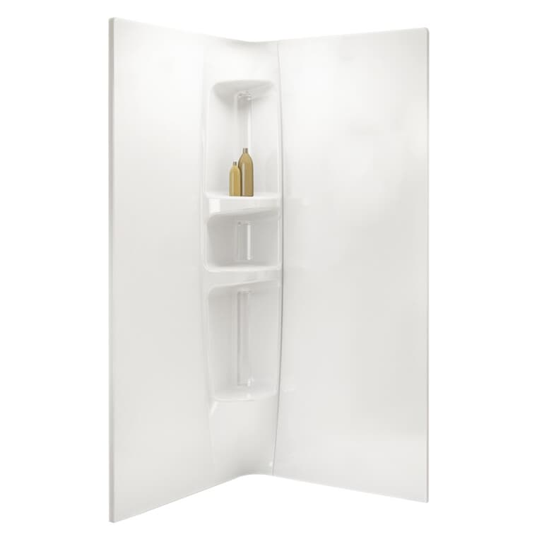 Ensemble de murs de douche en coin de 36 po x 36 po à 2 pièces en acrylique, blanc