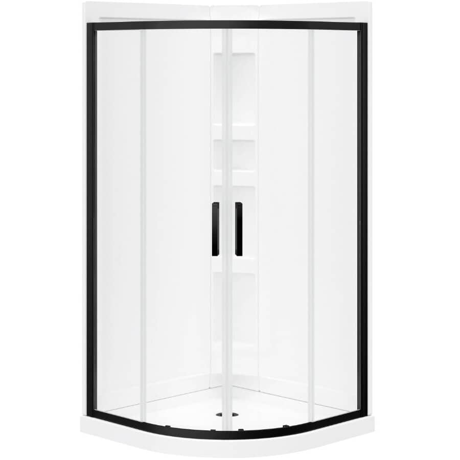kao Kassia 38 x 38 Acrylic Center Drain Shower Kit in White with Clear
