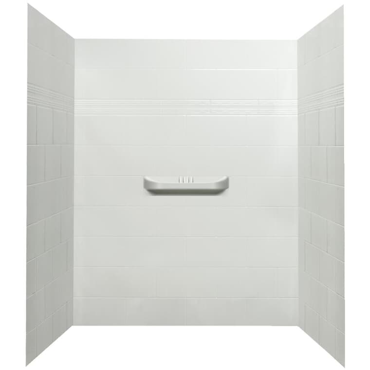 Murs de douche Supreme en acrylique blanc, 3 pièces, 60 x 36 po