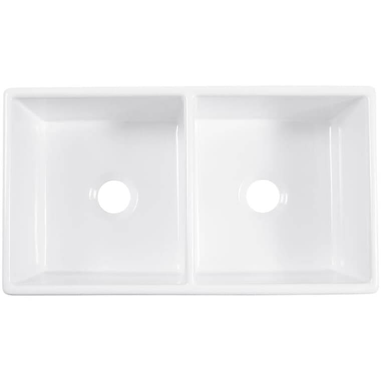 33" x 18" x 10" Austen  Fireclay Double Bowl Undermount Farmhouse Kitchen Sink - White