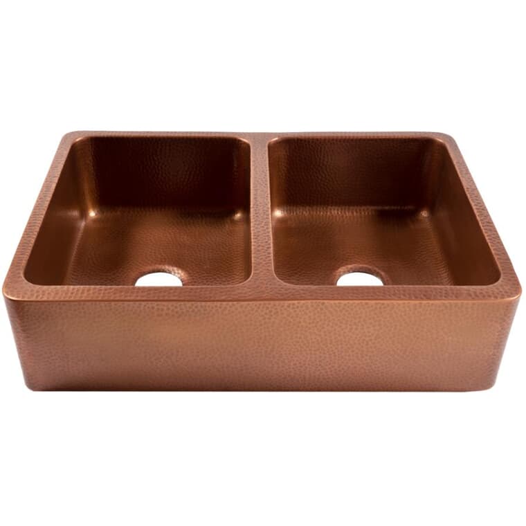 32" x 21.5" x 8" Lange Double Bowl Undermount Farmhouse Kitchen Sink - Copper