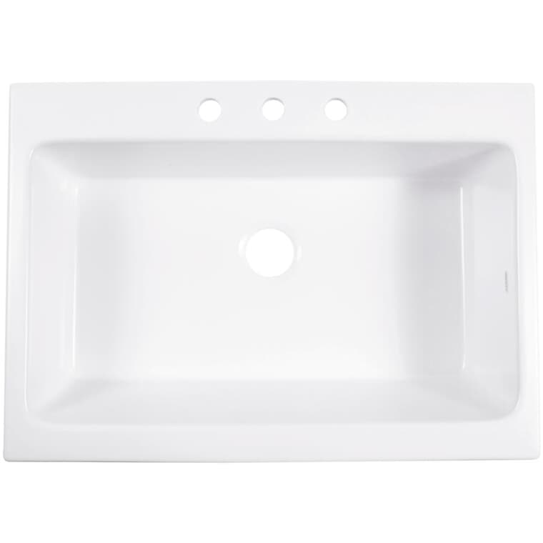 33.85" x 24.25" x 9" Parker Fireclay Drop-In Farmhouse Kitchen Sink - Crisp White