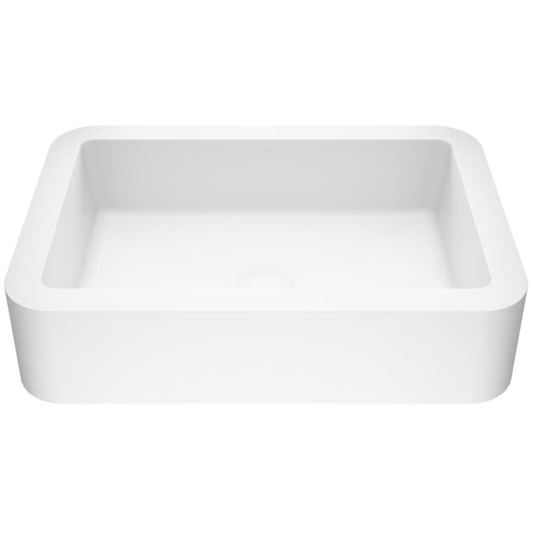 Lavabo vasque rectangulaire Petunia, 22,75 x 15,75 po, pierre matte et blanc