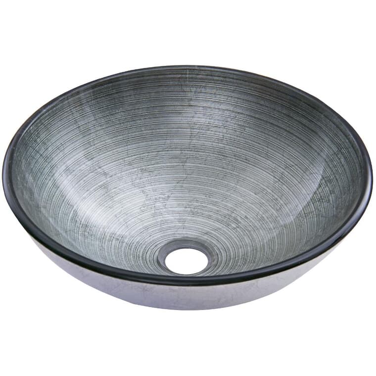 16.5" Simply Silver Round Vessel Basin - Glass, Silver