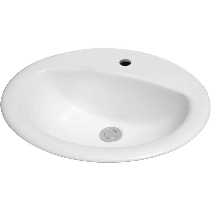 CHELINI:20" x 17" Desoto Oval Drop-In Basin - White