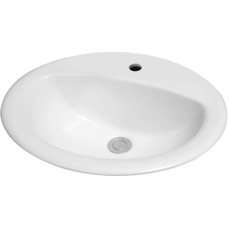 20" x 17" Desoto Oval Drop-In Basin - White