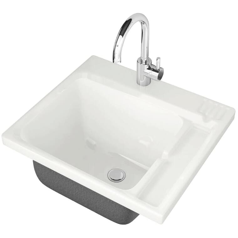 22" x 25" Evia Acrylic Drop-In Laundry Sink - White