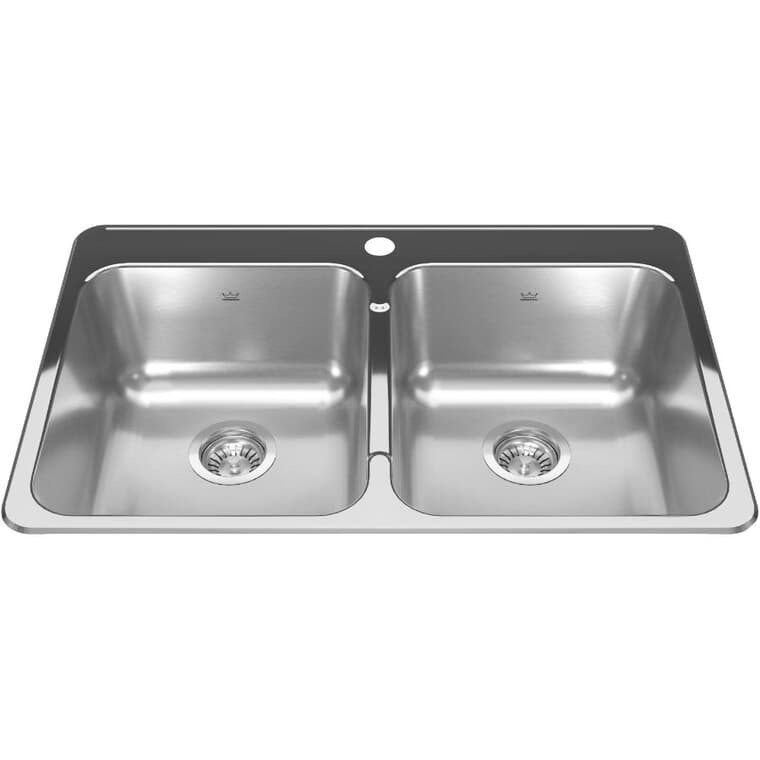31.25" x 20.5" x 7" Double Bowl Drop-In Kitchen Sink - Stainless Steel